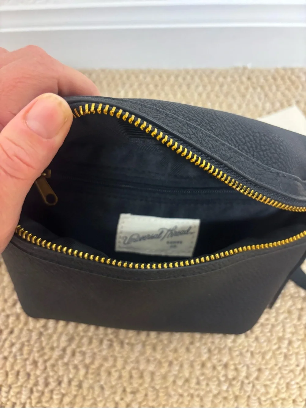 Universal Thread Black Leather Crossbody Belt Bag - NWT
